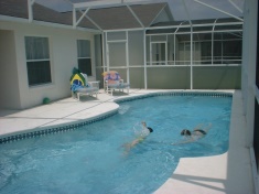 The kidney shaped pool